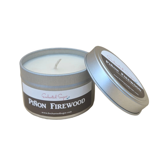 Pinon Firewood Hand-Poured Natural Soy Candle Tin | By Robin Creations | By Robin Creations
