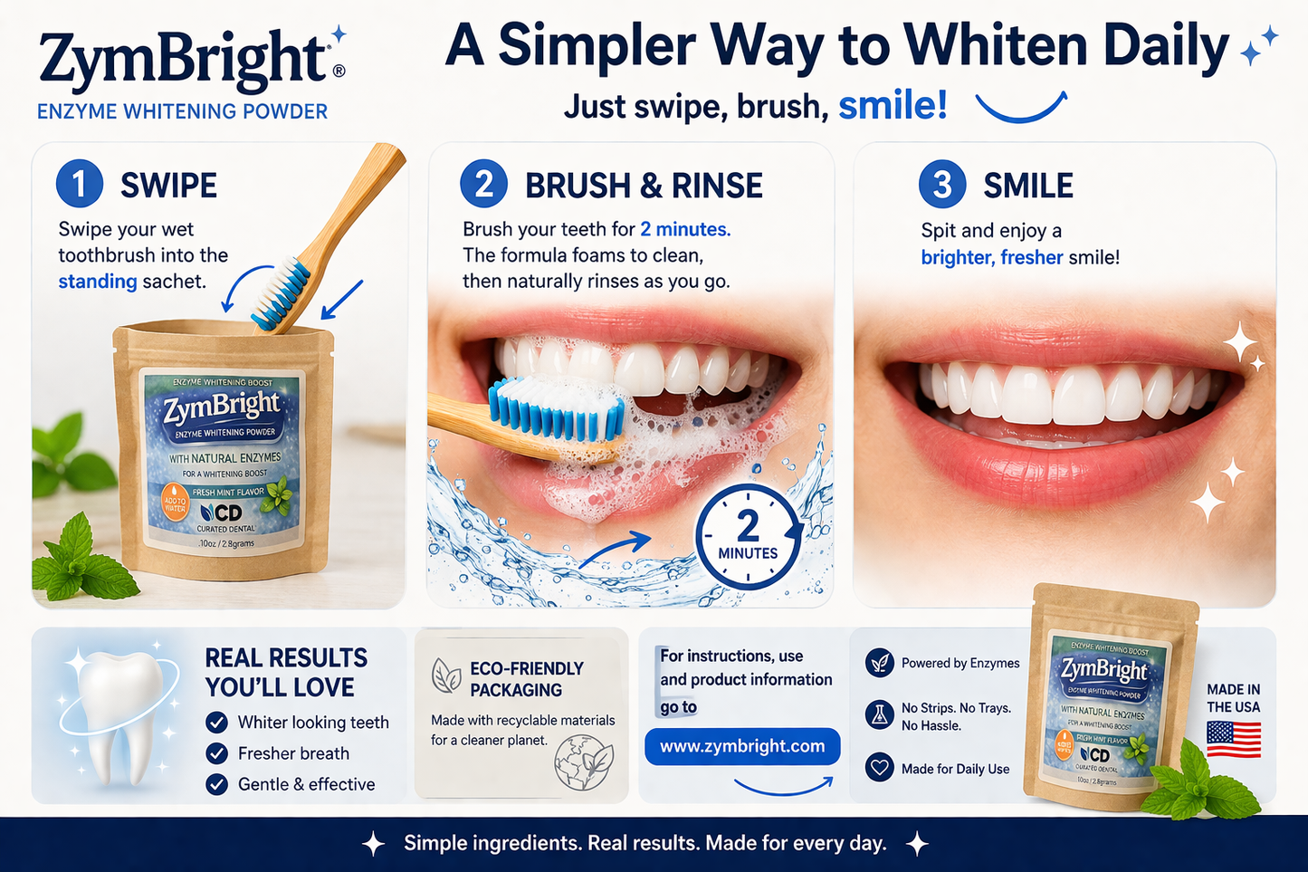 ✨🦷 ZymBright™ Enzyme Whitening Powder — Daily Whitening Solution 🌿♻️ 🚀 Available Today!