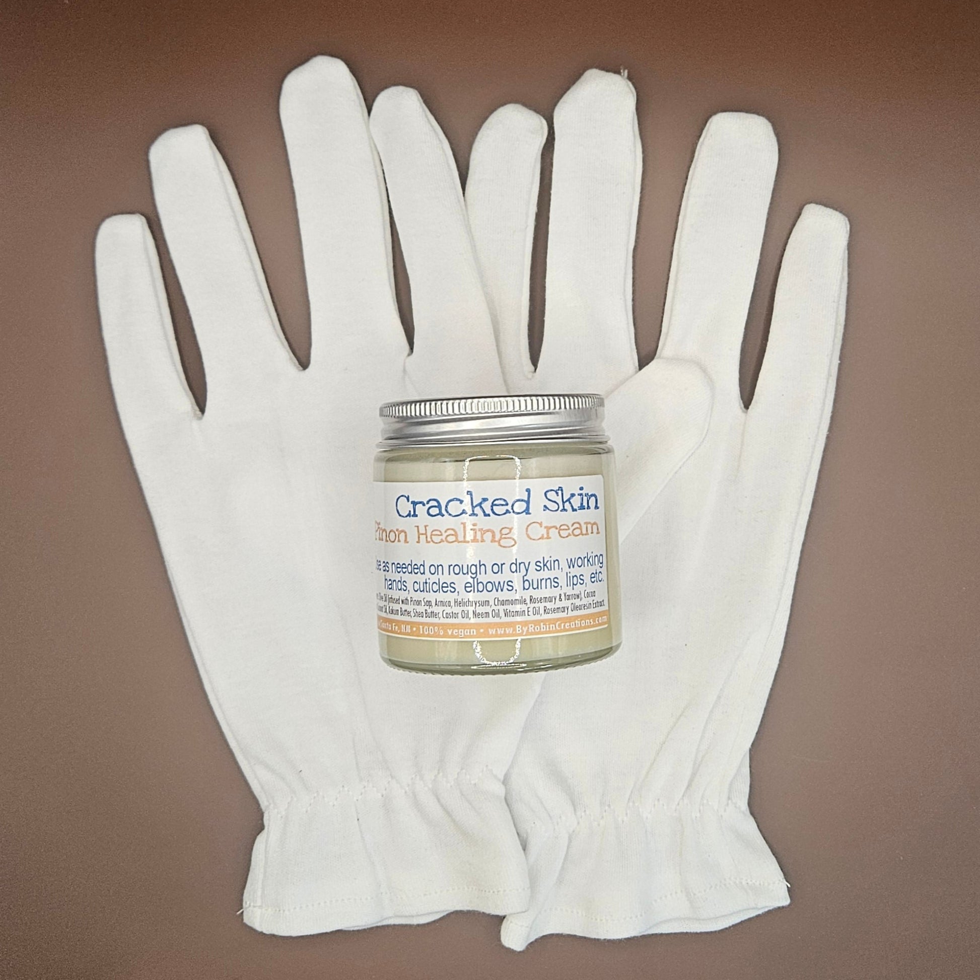 New! Pinon Cracked Skin Rescue Cream + Cotton Gloves Set - Adult & Children Sizes | By Robin Creations 