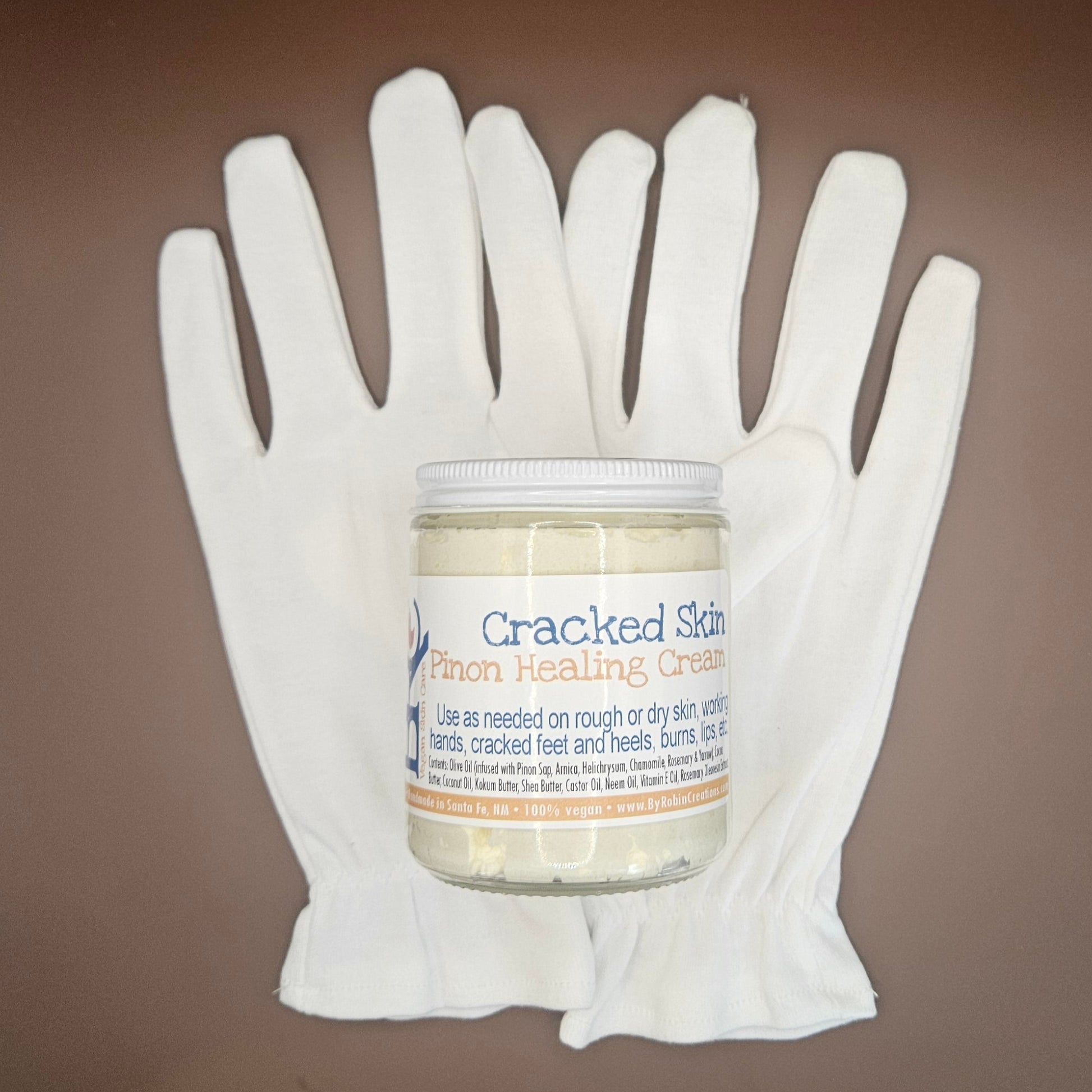 New! Pinon Cracked Skin Rescue Cream + Cotton Gloves Set - Adult & Children Sizes | By Robin Creations 