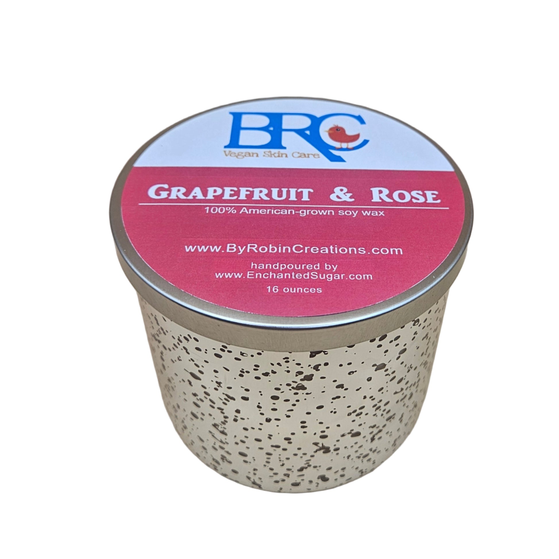 Pink Grapefruit & Damask Rose Luminaria Hand-Poured Natural Soy Candle | By Robin Creations 