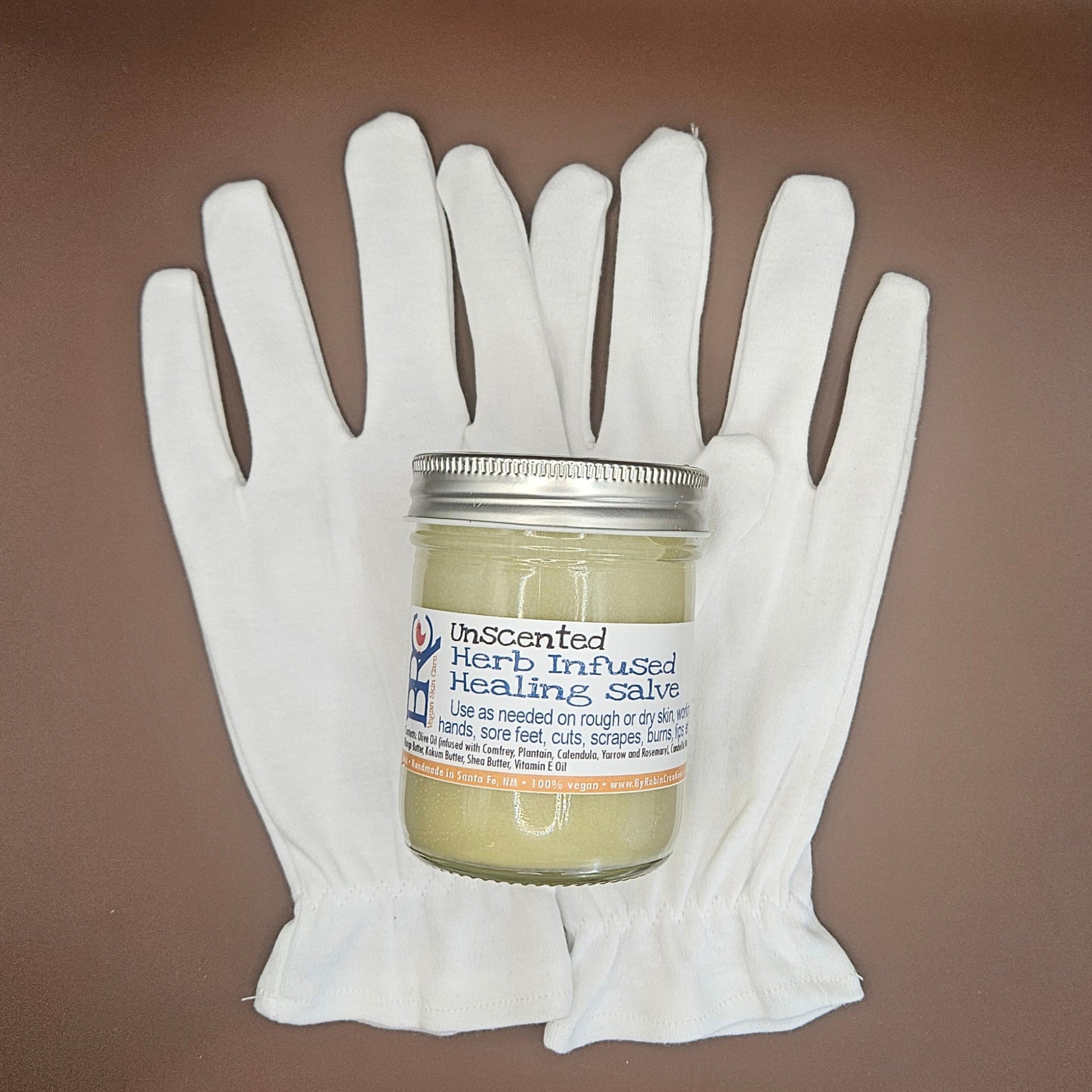 New! Intense Herb-Infused Healing Balm + Cotton Gloves Set - Adult & Children Sizes | By Robin Creations 