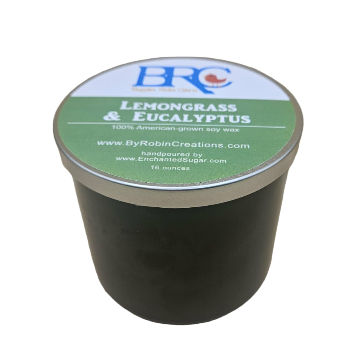 Lemongrass Eucalyptus Hand-Poured Natural Soy Candle in a Glass Vessel | By Robin Creations 