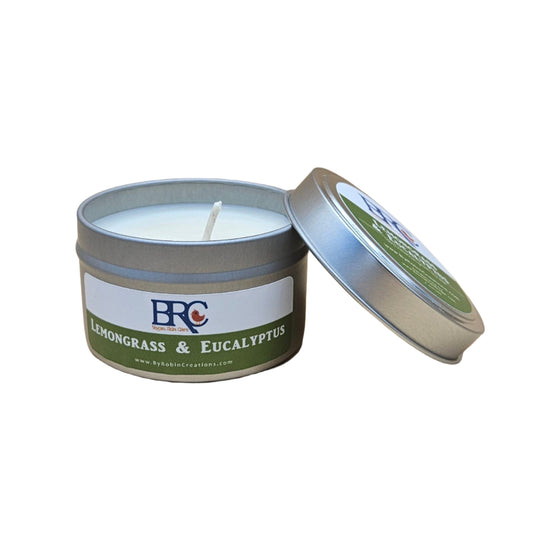  Lemongrass Eucalyptus Hand-Poured Natural Soy Candle Tin | By Robin Creations | By Robin Creations