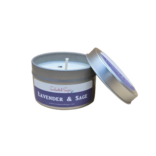 Lavender & Sage Hand-Poured Natural Soy Candle Tin | By Robin Creations | By Robin Creations