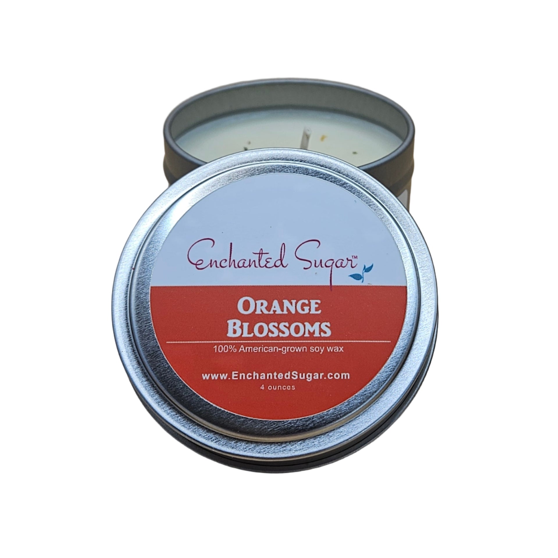 Orange Blossoms Hand-Poured Natural Soy Candle Tin | By Robin Creations 