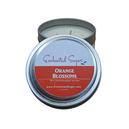  Orange Blossoms Hand-Poured Natural Soy Candle Tin | By Robin Creations