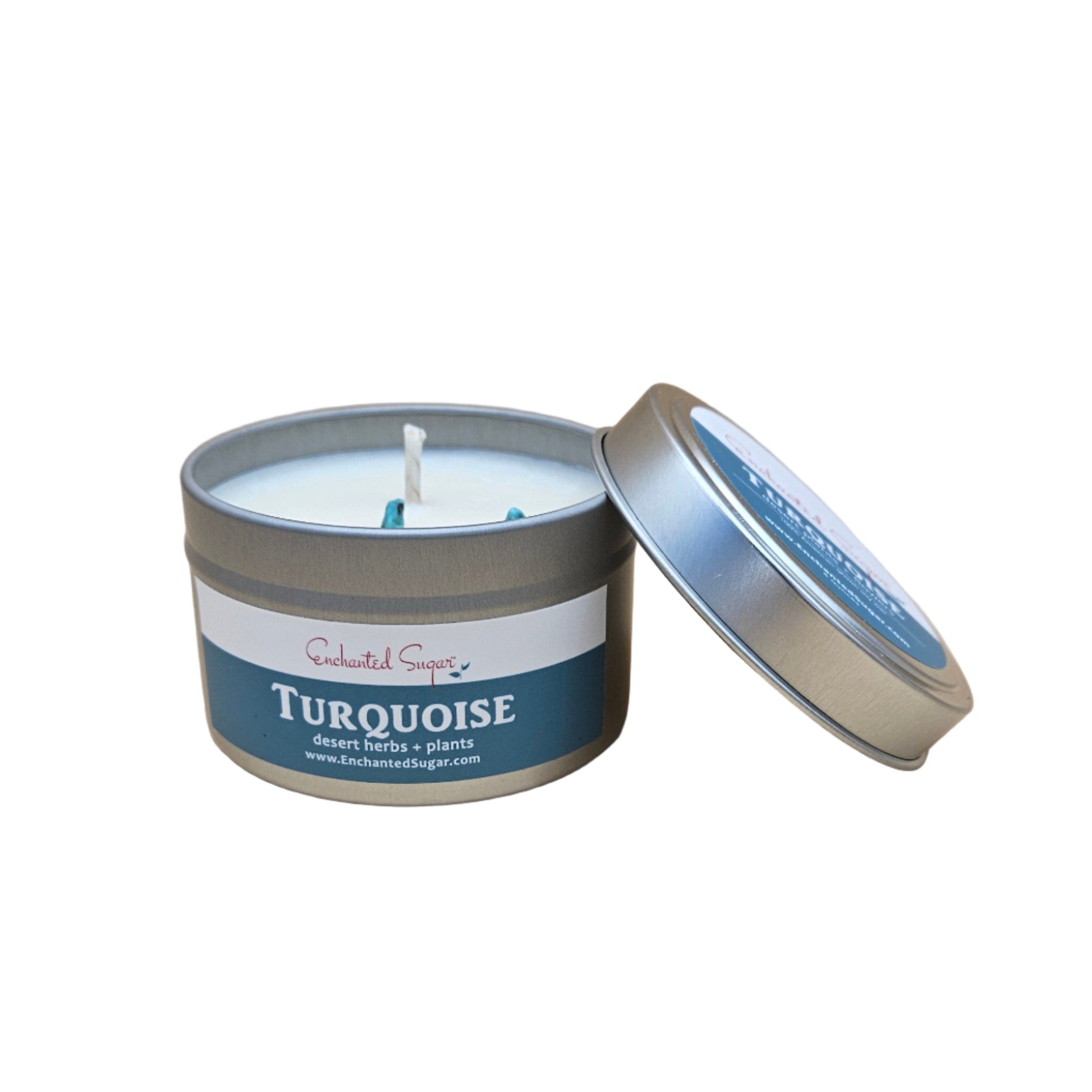 Turquoise Hand-Poured Natural Soy Candle Tin | By Robin Creations 
