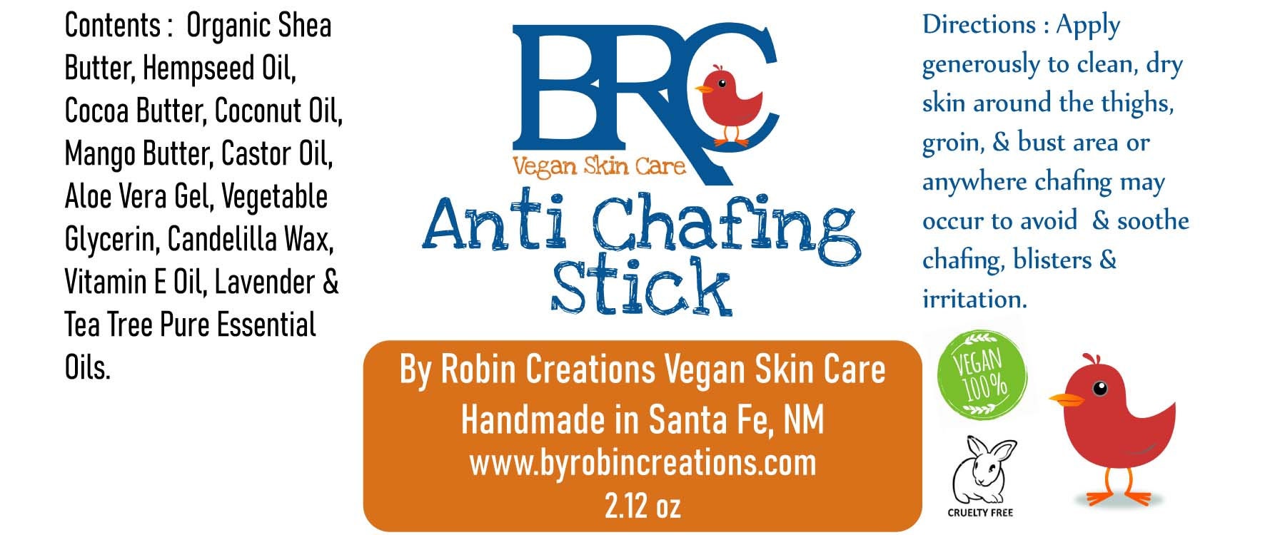 LAST CHANCE! Anti-Chafing Stick (Plastic Tube) | By Robin Creations 
