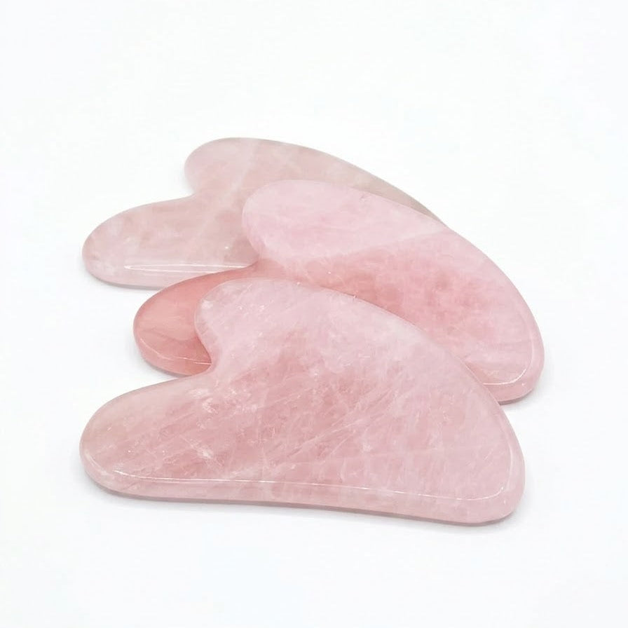 New! Rose Quartz Gua Sha Facial Massaging Stone - 1 Stone | By Robin Creations 