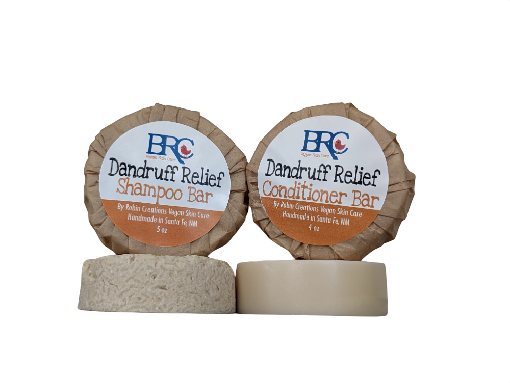 New Formula! Vegan Handcrafted Natural Sulfate-Free Dandruff Shampoo & Conditioner Bar Set