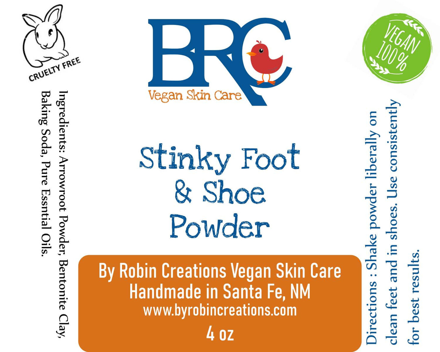 Vegan Stinky Foot Deodorizing Powder - Antibacterial, Antifungal, Foot Odor, Stinky, Odor, Fungus, Shoe Powder, Odor Eliminator, Foot Powder