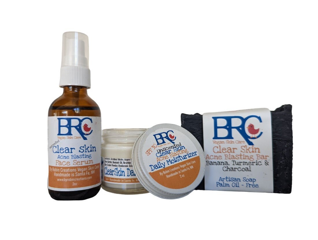 Vegan ClearSkin Essential Healing Bundle with Free Healing Cleansing Bar | By Robin Creations 